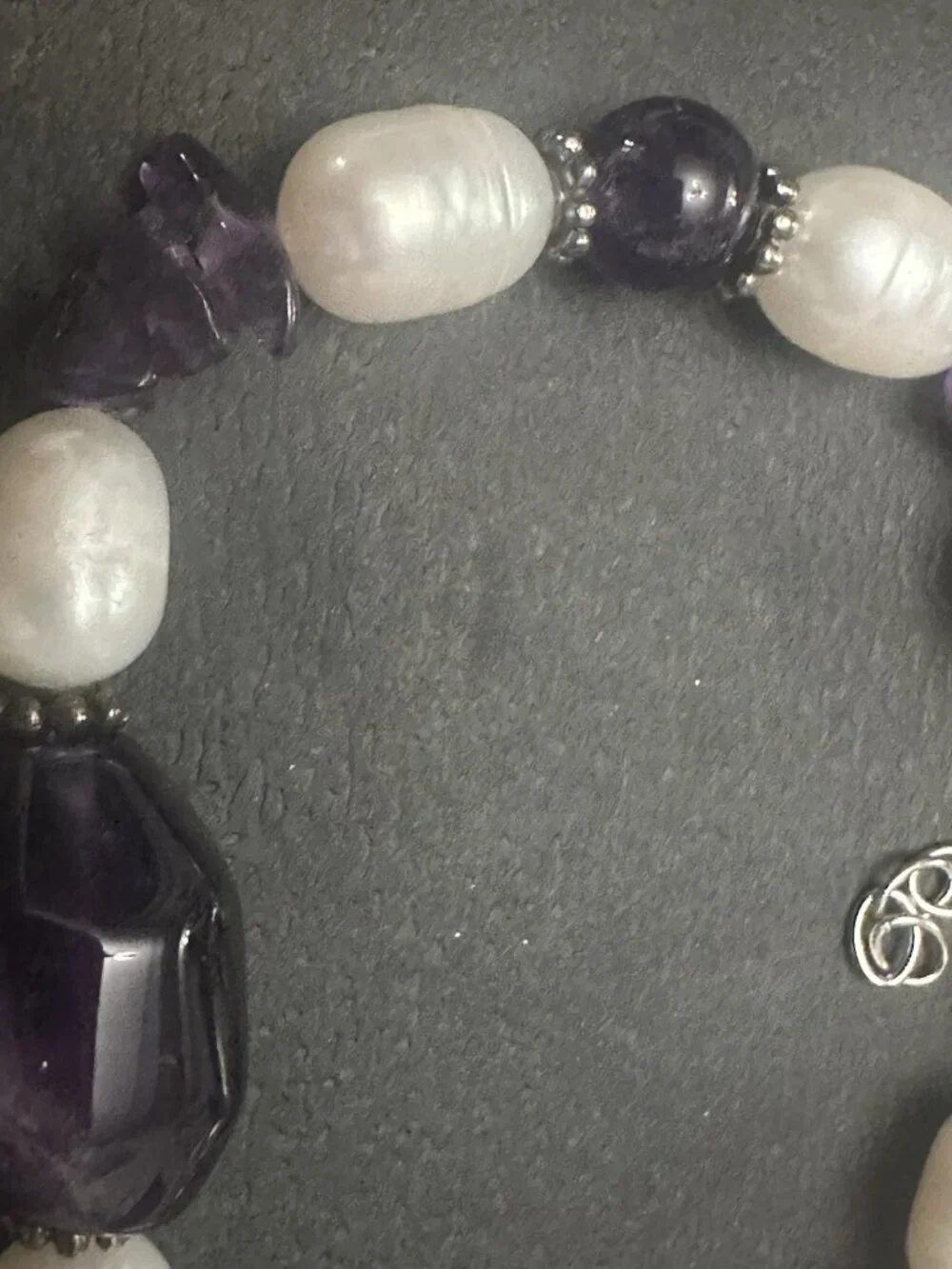 Ross-Simons Sterling Silver Freshwater Pearls Amethyst Bracelet New